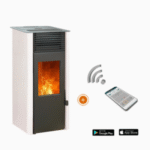 Oferta especial: estufa de pellets sellada blanca EMAFLAM REVA 9 kW + caja Wi-Fi gratuita